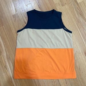 Wide Stripe Sleeveless Top - 2XL (Navy, Khaki, Orange)
